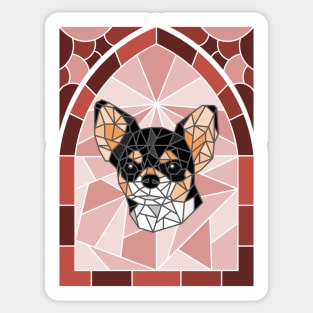 Stained Glass Black Chihuahua Sticker